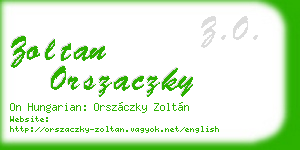zoltan orszaczky business card